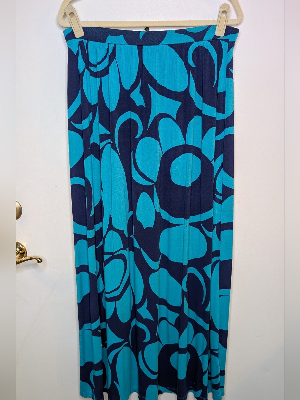 Boden Teal and Navy Floral Maxi Skirt Size 10 Long
